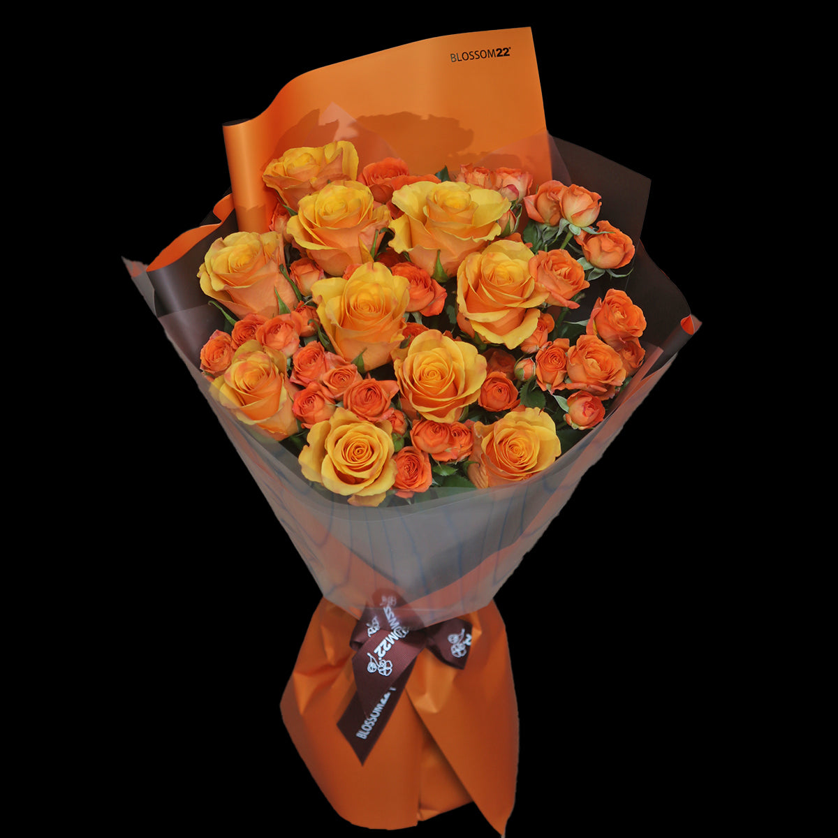 細版橙色混合玫瑰花束|Little Mixed Orange Roses Bouquet (小稻香)