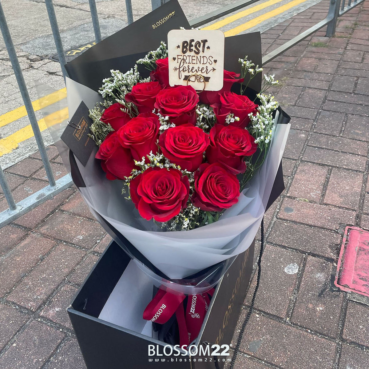 12枝 紅玫瑰鮮花束|12 Red Roses Bouquet (Luxury Wrapping)