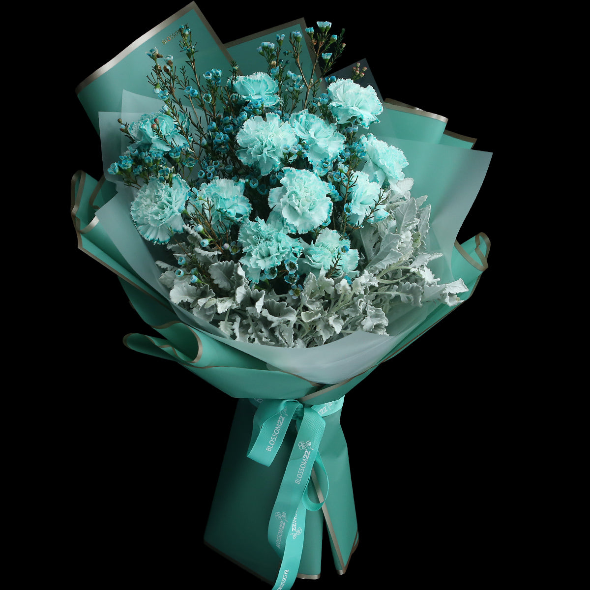 12枝 蒂芬妮藍康乃馨蠟梅花束|12 Tiffany Blue Dyeing Carnation Wax Flower bouquet