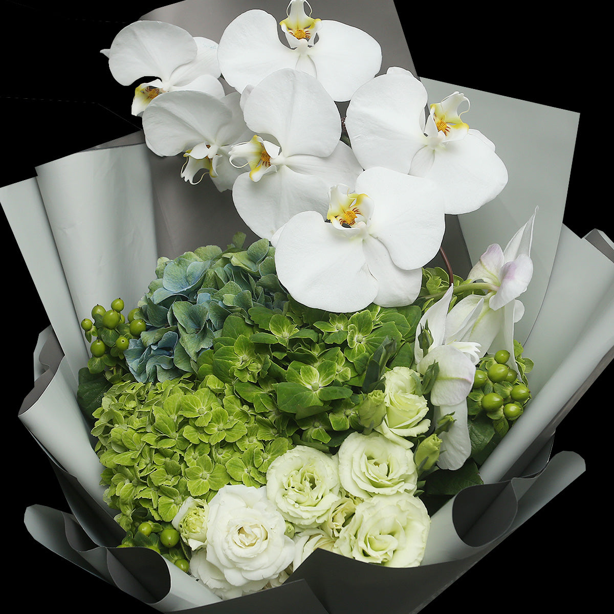 4 綠繡球蝴蝶蘭花束|4 Green Hydrangea & Orchid (Greensleeves )