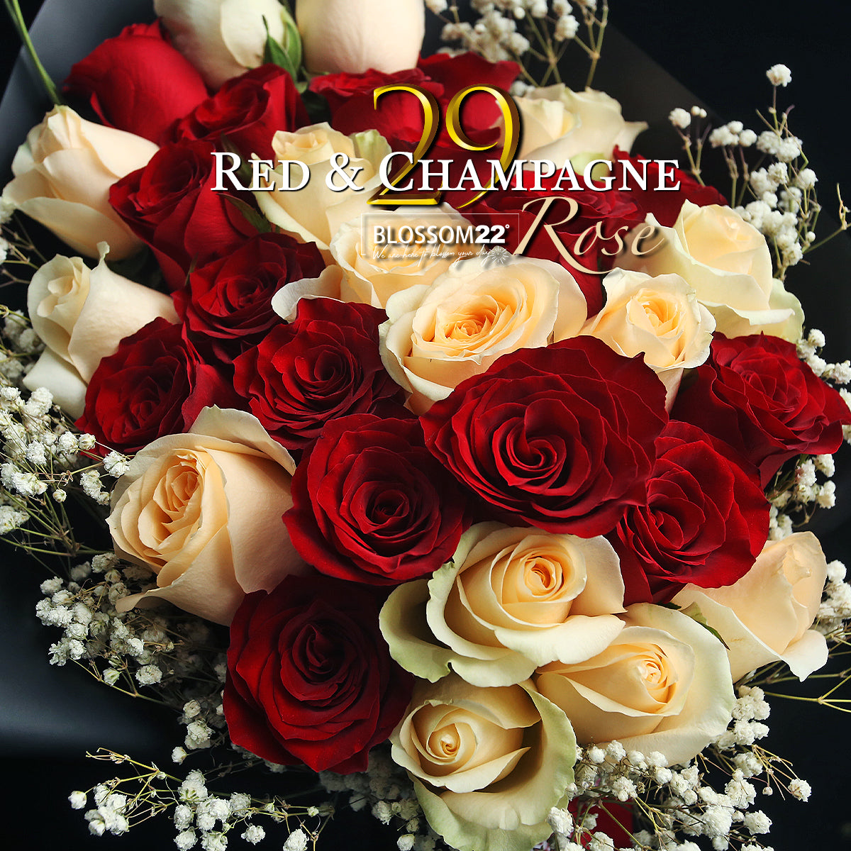 29枝 香檳紅玫瑰花束|29 Red & Champagne Roses Bouquet (29 Rosé)