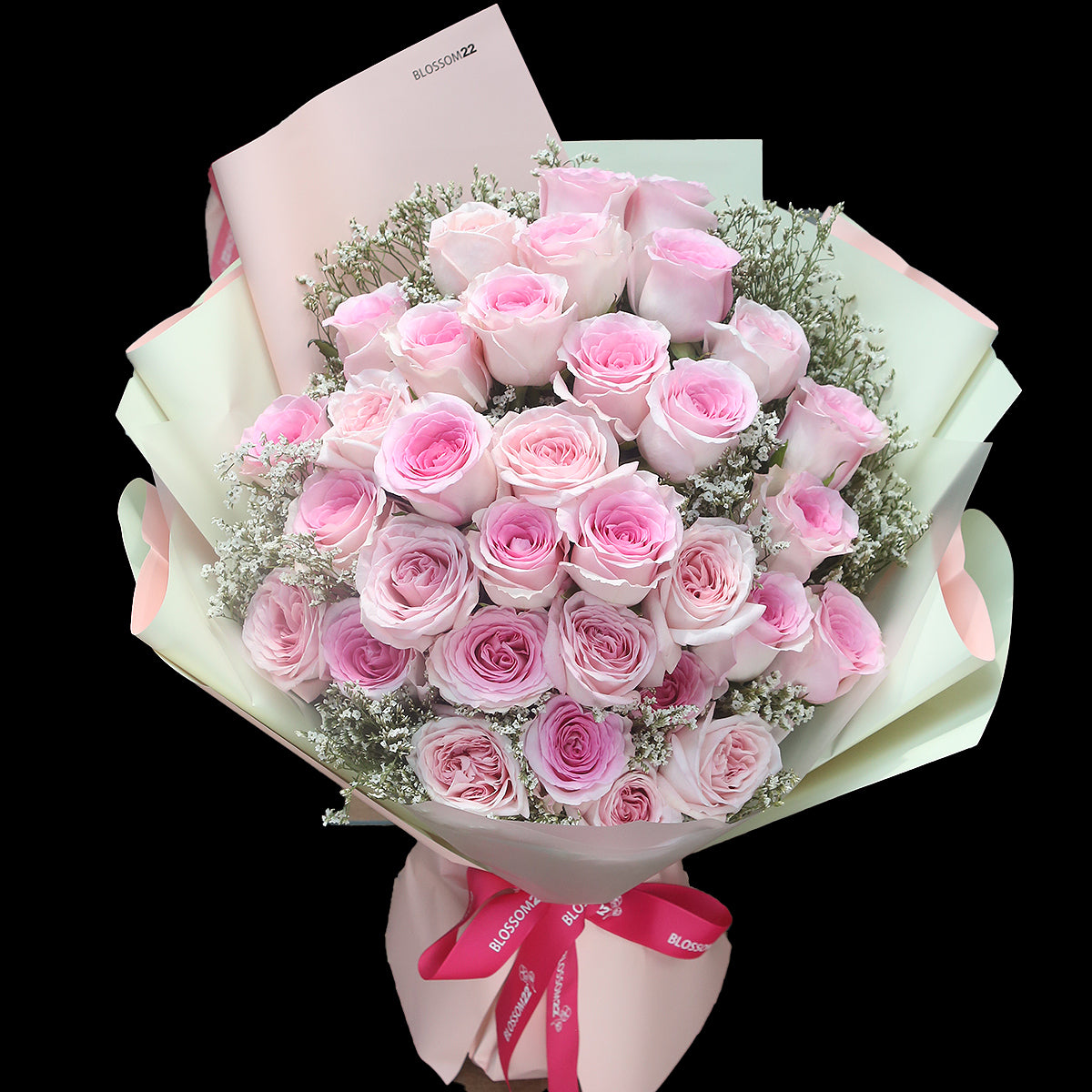 33枝 混色粉玫瑰花束|33 Mixed Pink Roses Bouquet (Princess)