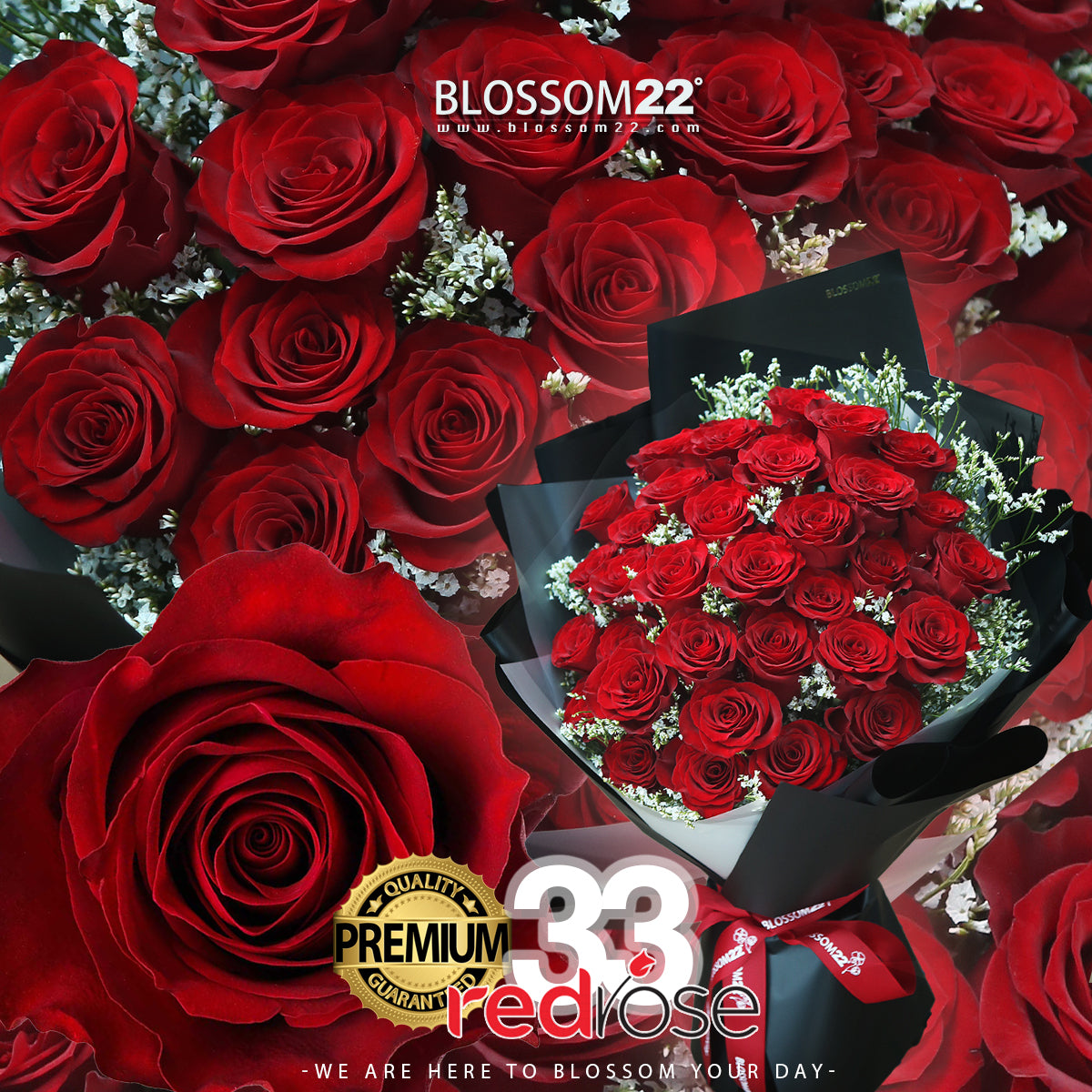 33枝 紅玫瑰花束|33 Red Roses Bouquet (Luxury Wrap)