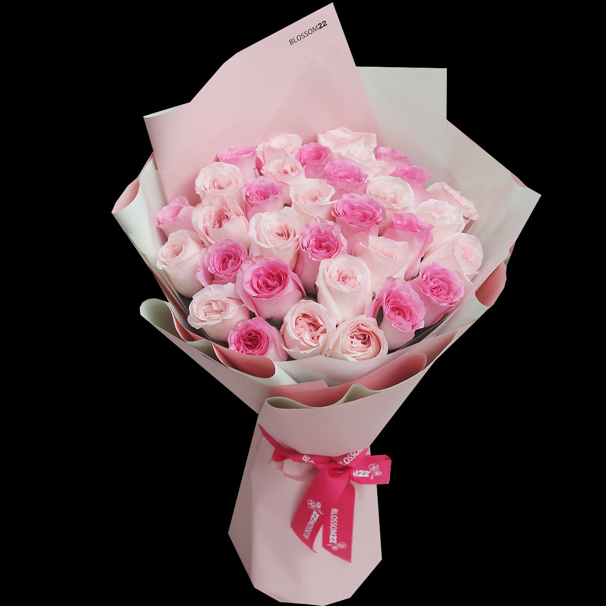 33枝 雙色粉玫瑰花束|33 Two Tone Pink Roses Bouquet