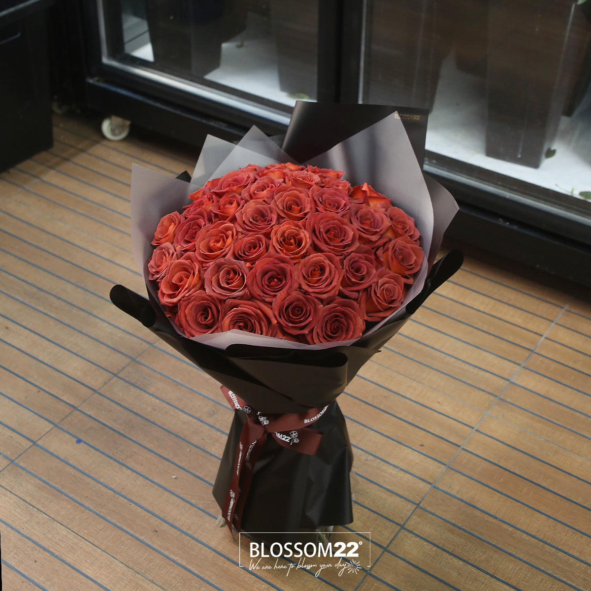 52枝 磚紅玫瑰花束|52 Brick Red  Rose Bouquet (52 Amaretto)