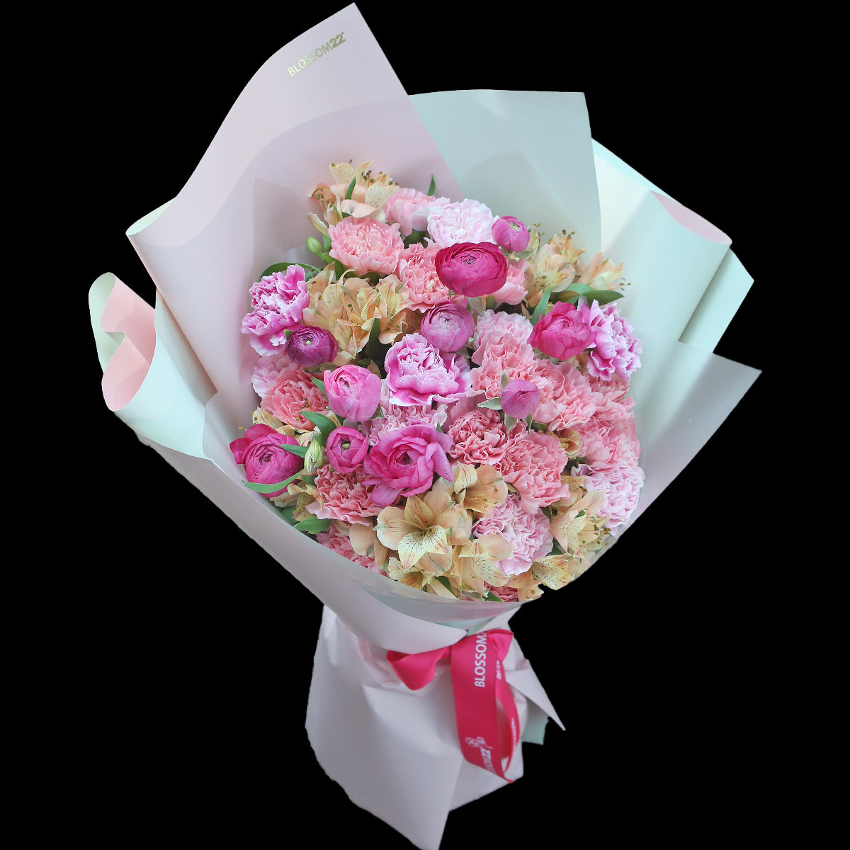 混色康乃韾洋牡丹秘魯百合花束|Mixed Pink Carnation Ranunculus & Peruvian Lily Bouquet