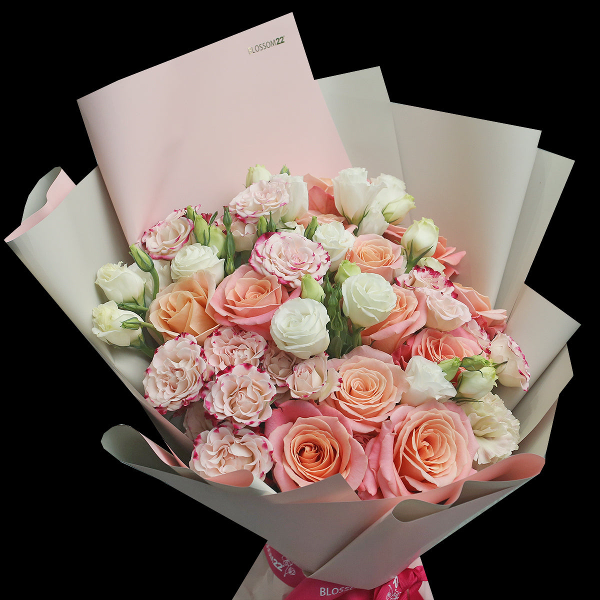 嫩粉玫瑰小玫桔梗花束|Piggy Rose Mini Rose and Bellflower (Juliet) 花束 bouquet 鮮花束 BLOSSOM22