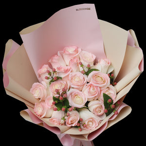 19枝 水粉玫瑰花束｜19 Pale Pink Dyeing Rose Bouquet (胭脂 RoseSakura) fresh bouquet 鮮花束 BLOSSOM22