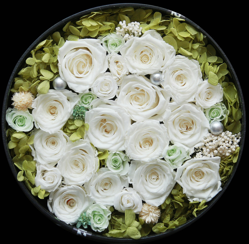白色保鮮花禮盒｜White Preserved Flower Gift Box  Blossom22hk