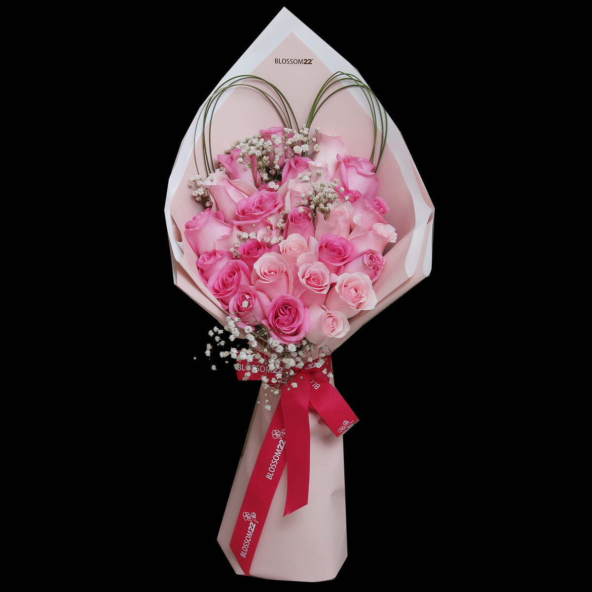 29枝 粉紅混色玫瑰|29 Mixed Pink Roses (Puppy Love) 花束 bouquet 鮮花束 BLOSSOM22