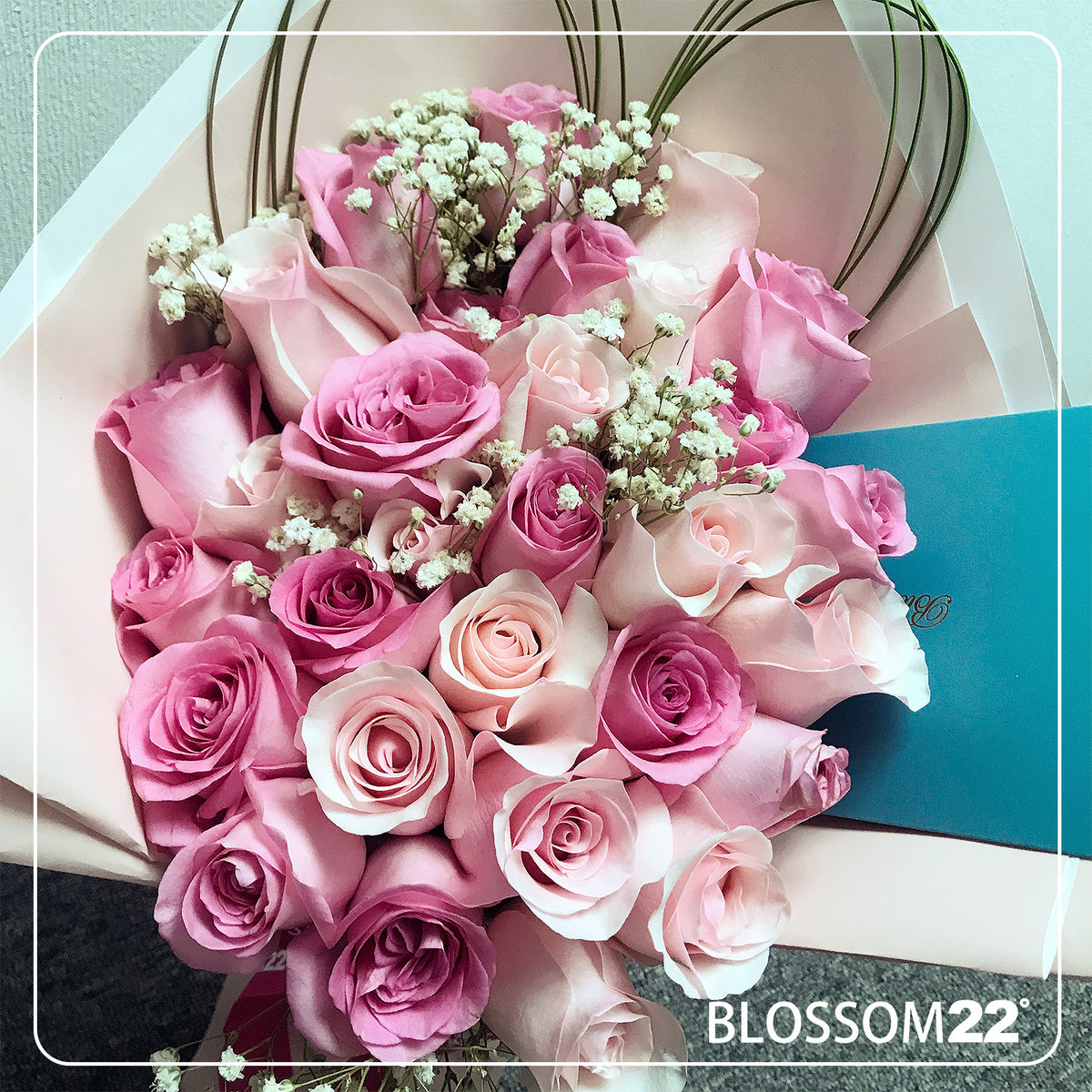29枝 粉紅混色玫瑰|29 Mixed Pink Roses (Puppy Love) 花束 bouquet 鮮花束 BLOSSOM22