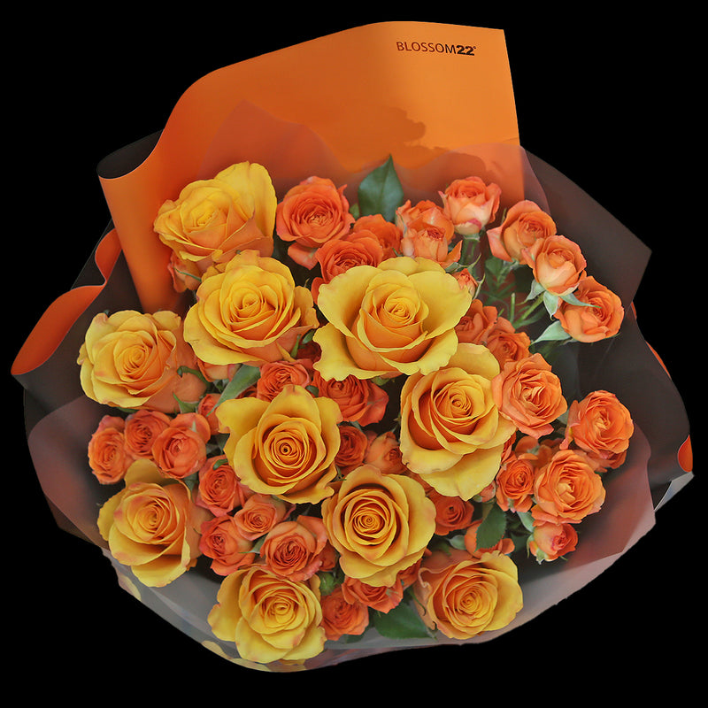 細版橙色混合玫瑰花束｜Little Mixed Orange Roses Bouquet (小稻香）
