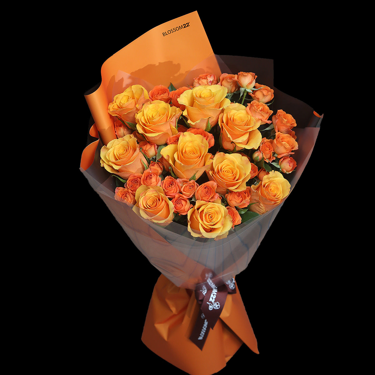 細版橙色混合玫瑰花束｜Little Mixed Orange Roses Bouquet (小稻香）