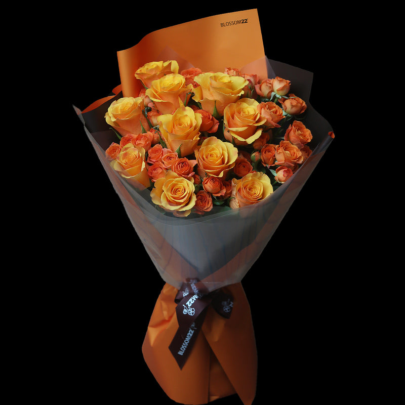細版橙色混合玫瑰花束｜Little Mixed Orange Roses Bouquet (小稻香）