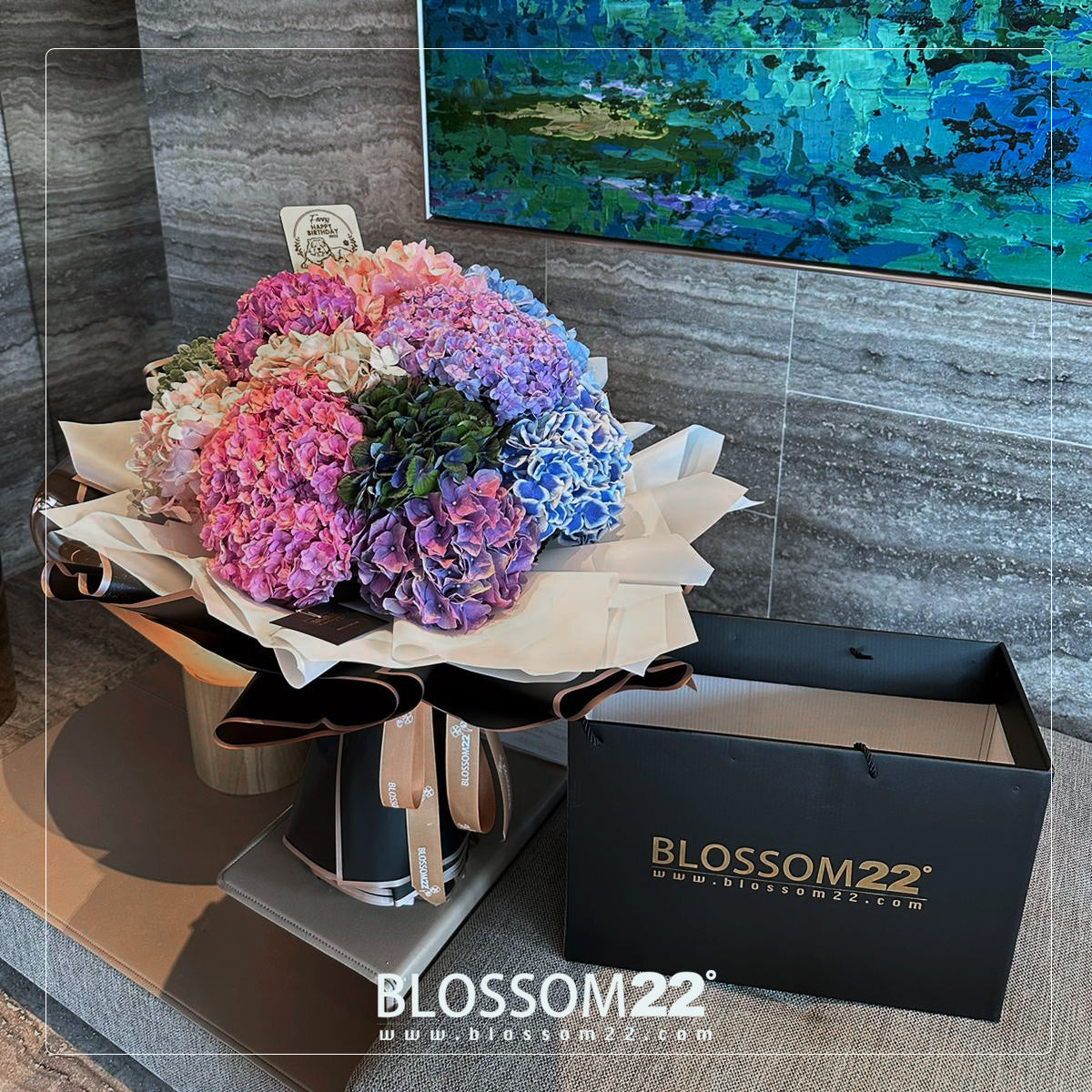 12 混色繡球花束｜12 Mixed Hydrangea Bouquet – Blossom22°