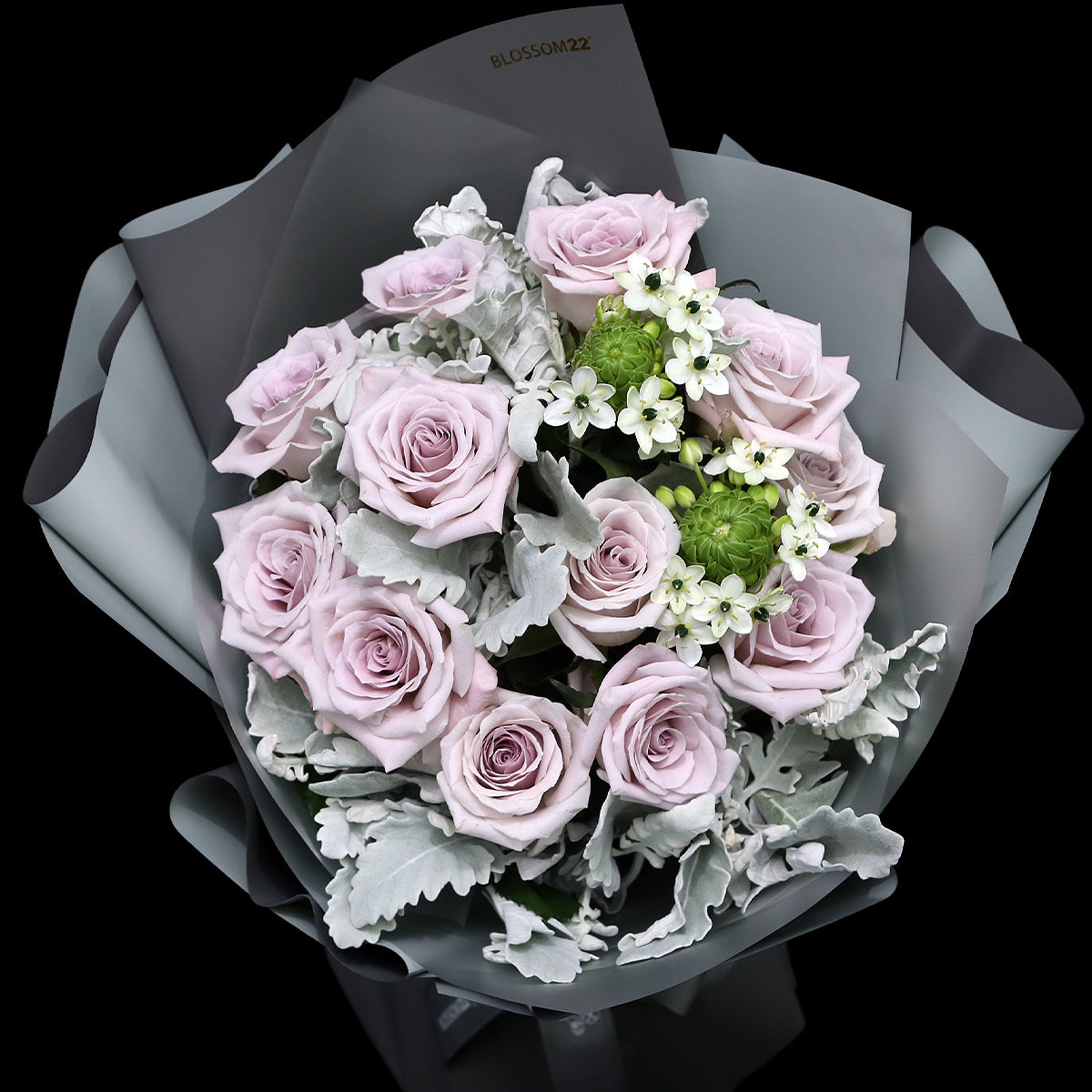 12枝 灰粉玫瑰天鵝絨花束 ｜12 Grey Pink Rose Wonder Flower bouquet (Menta)