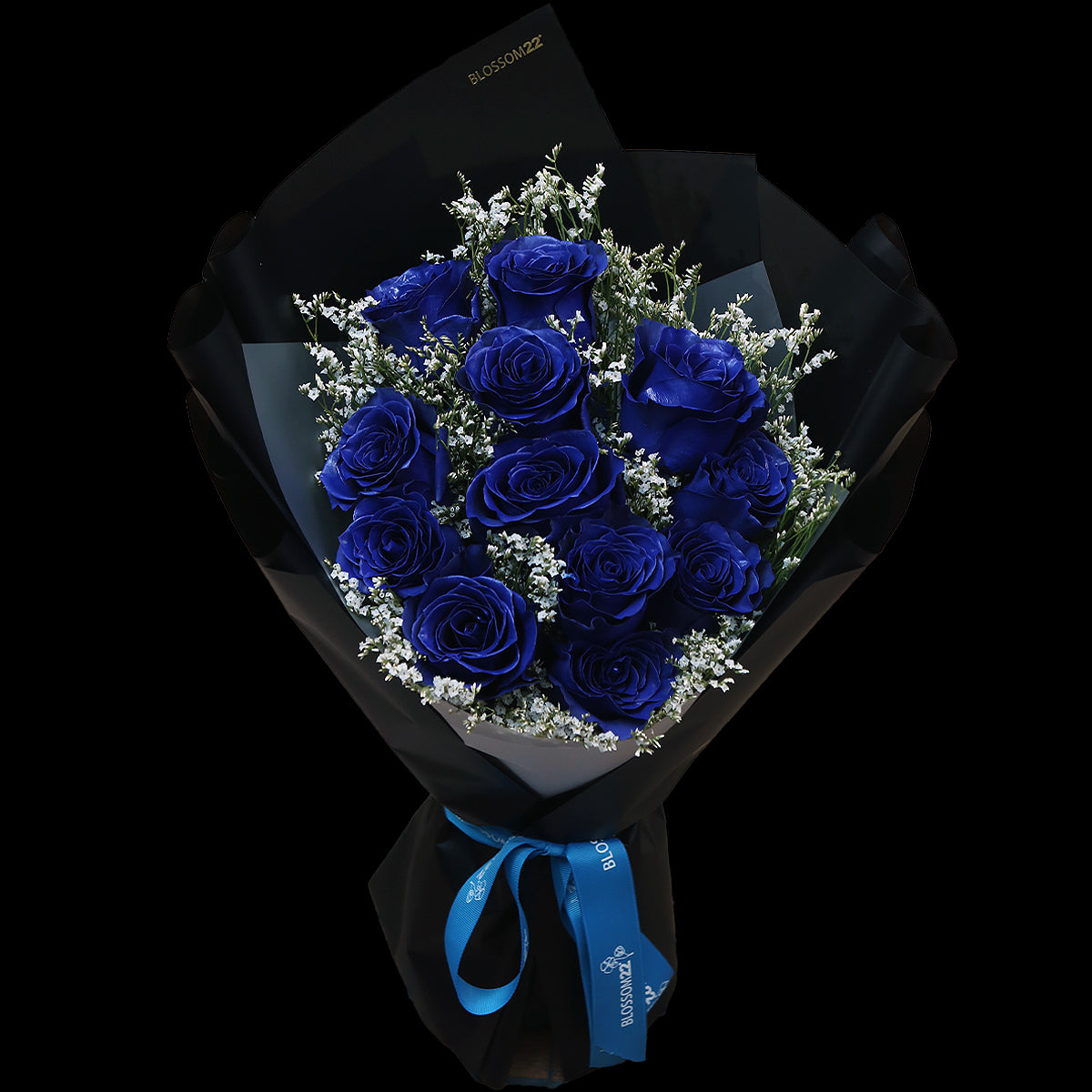 12枝 貴族藍玫瑰花束｜12 Navy Blue Dyeing Rose bouquet