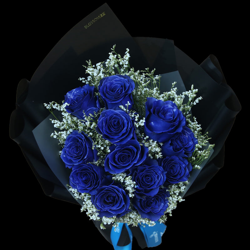 12枝 貴族藍玫瑰花束｜12 Navy Blue Dyeing Rose bouquet