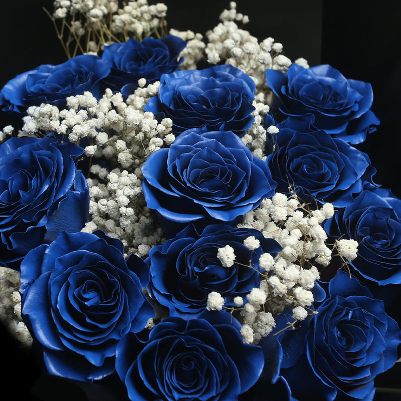 12枝 貴族藍玫瑰花束｜12 Navy Blue Dyeing Rose bouquet fresh bouquet 鮮花束 BLOSSOM22