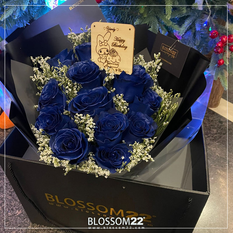 12枝 貴族藍玫瑰花束｜12 Navy Blue Dyeing Rose bouquet