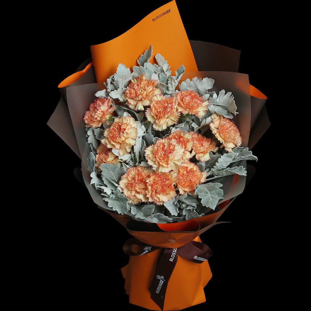 12枝 橙色康乃馨鮮花束｜12 Orange Bouquet
