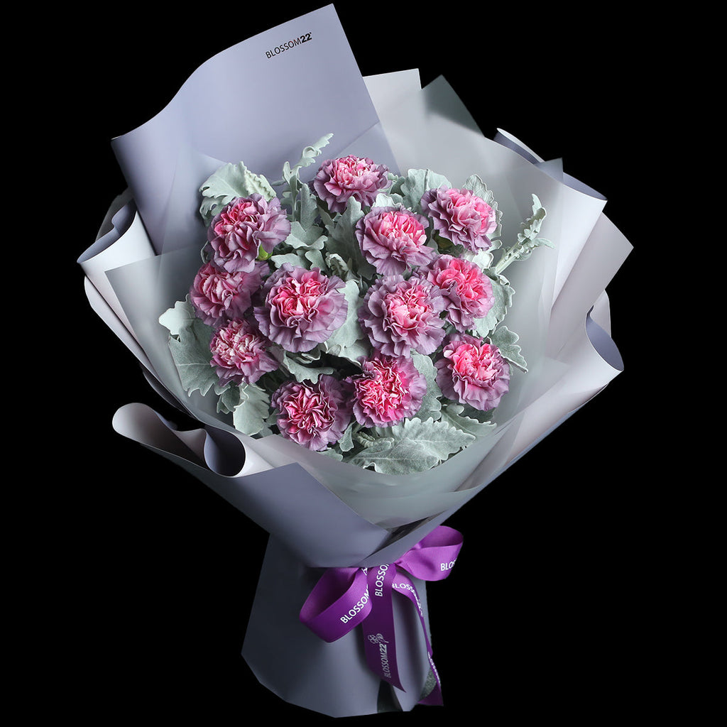 12枝 粉心紫康乃馨鮮花束｜12 Dual Tone Purple Carnation Bouquet (母親節花束)