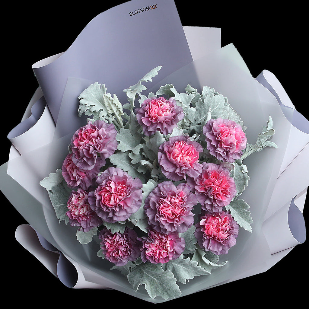 12枝 粉心紫康乃馨鮮花束｜12 Dual Tone Purple Carnation Bouquet (母親節花束)