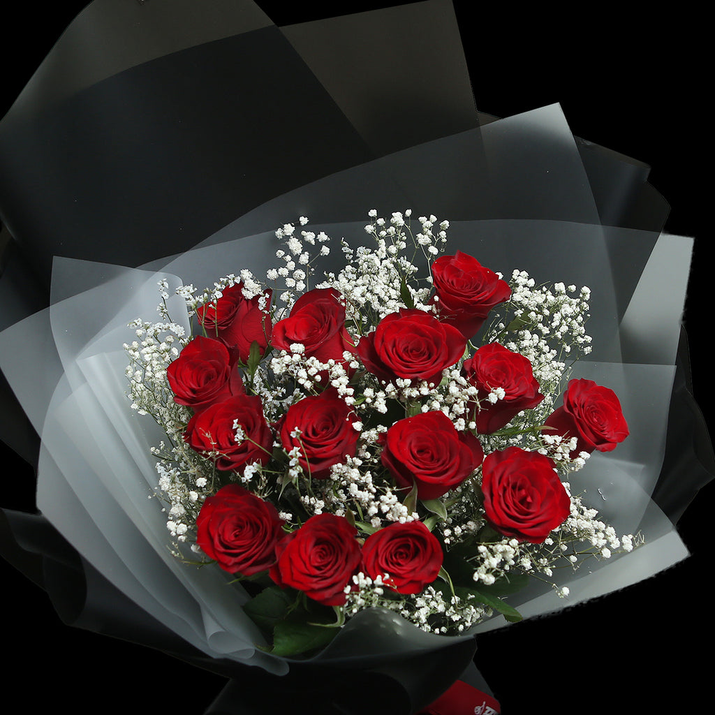 12枝 紅玫瑰鮮花束｜12 Red Roses Bouquet (Luxury Wrapping)