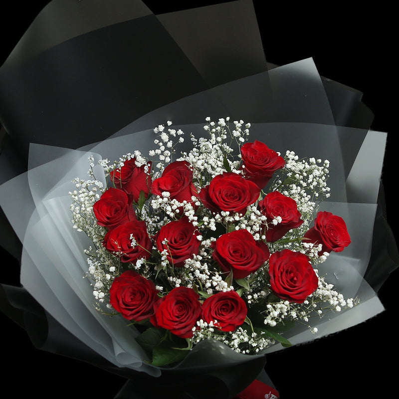 12枝 紅玫瑰鮮花束｜12 Red Roses Bouquet (520花束)