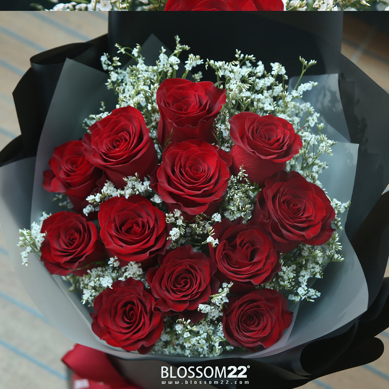 12枝 紅玫瑰鮮花束｜12 Red Roses Bouquet (Luxury Wrapping)