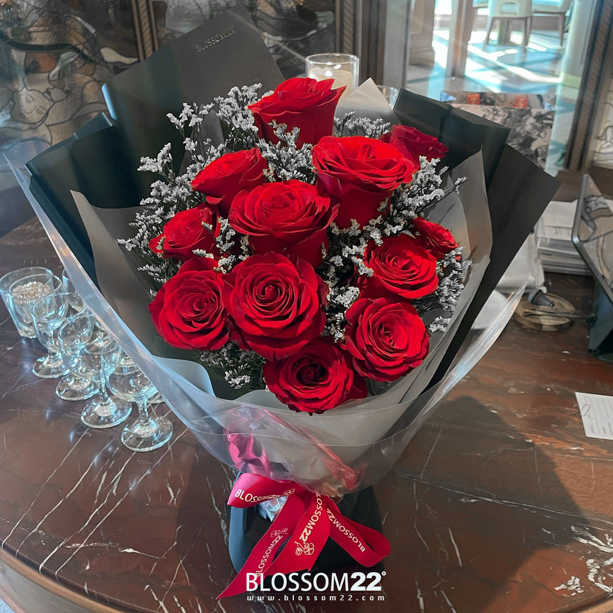 12枝 紅玫瑰鮮花束｜12 Red Roses Bouquet (Luxury Wrapping)