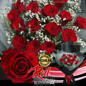 12枝 紅玫瑰鮮花束｜12 Red Roses Bouquet (情人節花束)