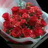 12枝 紅玫瑰蠟梅鮮花束｜12 Red Roses Wax Flower Bouquet（情人節花束)