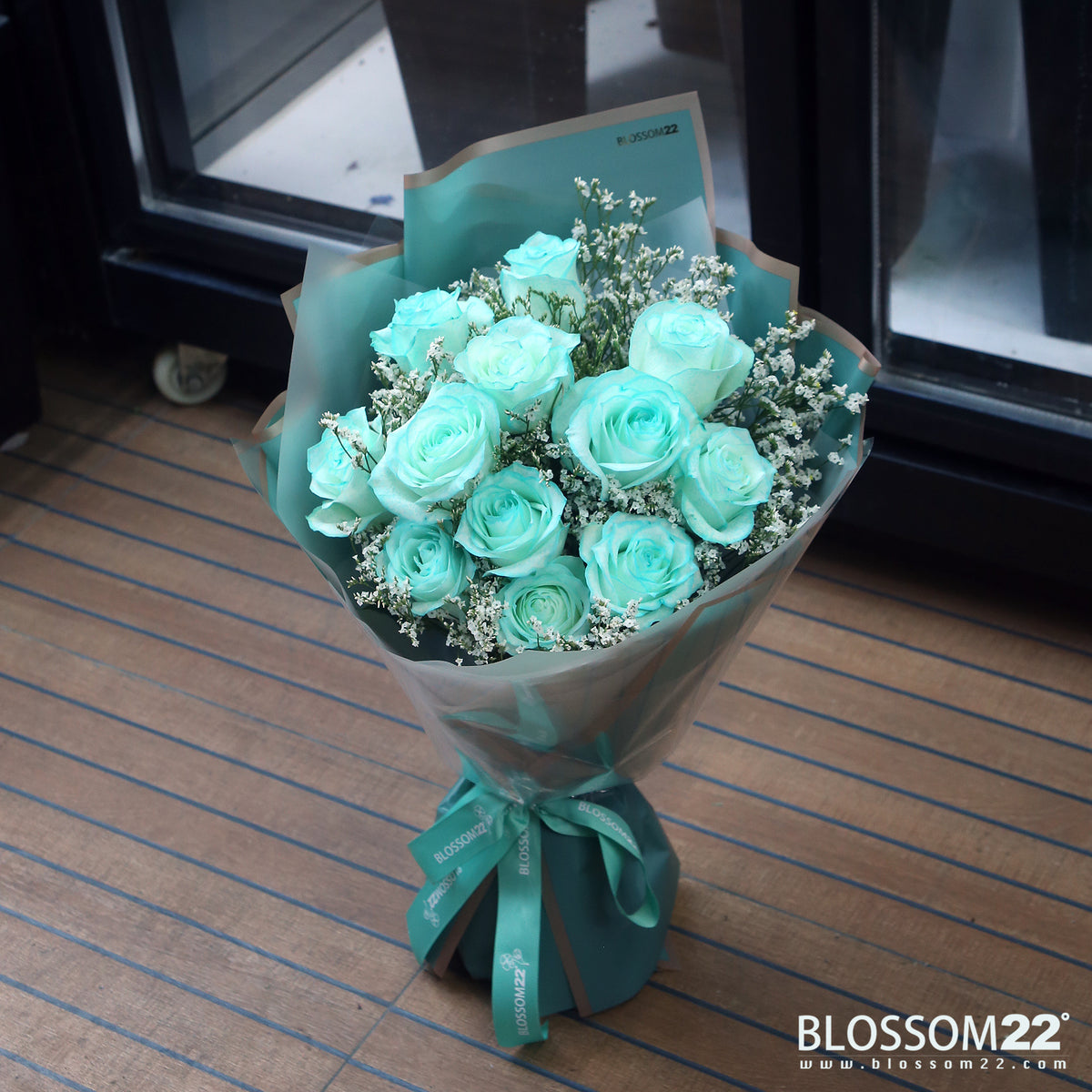 12枝 蒂芬妮藍玫瑰花束｜12 Tiffany Blue Dyeing Rose bouquet