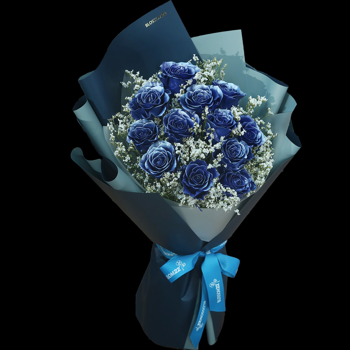 12枝 電藍玫瑰花束｜12 Thunder Blue Dyeing Rose bouquet