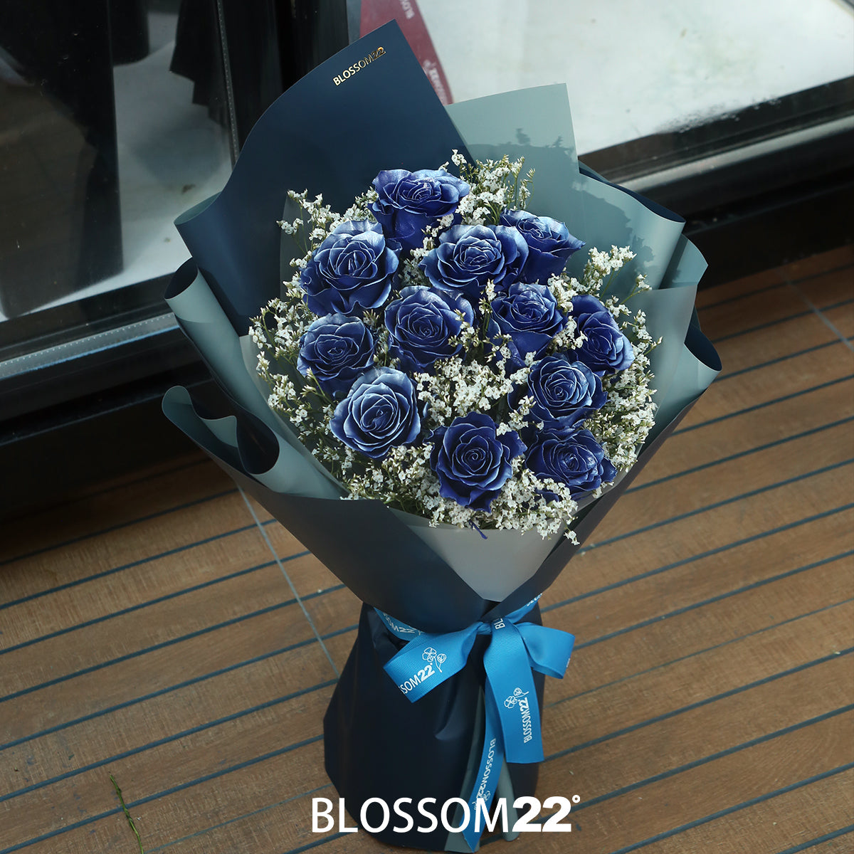 12枝 電藍玫瑰花束｜12 Thunder Blue Dyeing Rose bouquet