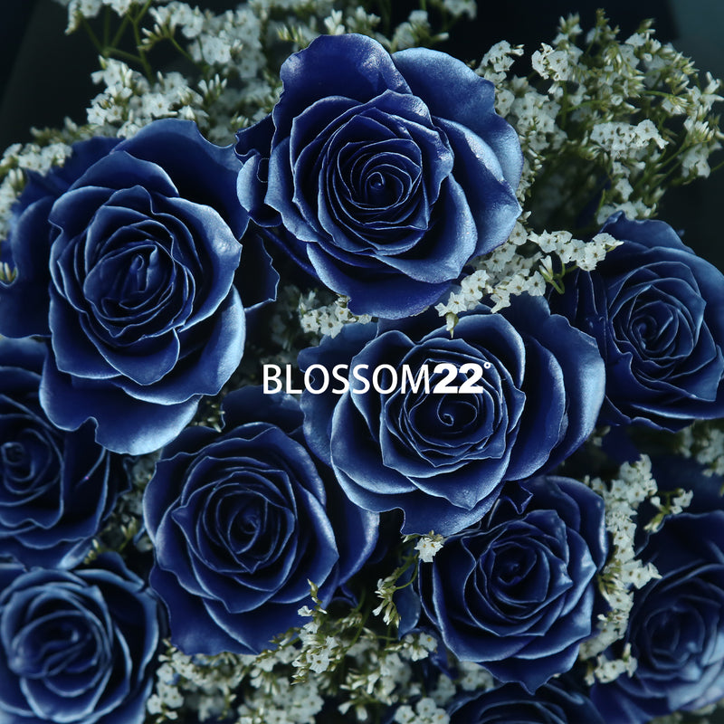 12枝 電藍玫瑰花束｜12 Thunder Blue Dyeing Rose bouquet