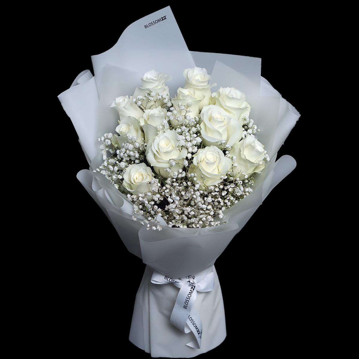 12枝 白玫瑰鮮花束｜12 White Roses Bouquet