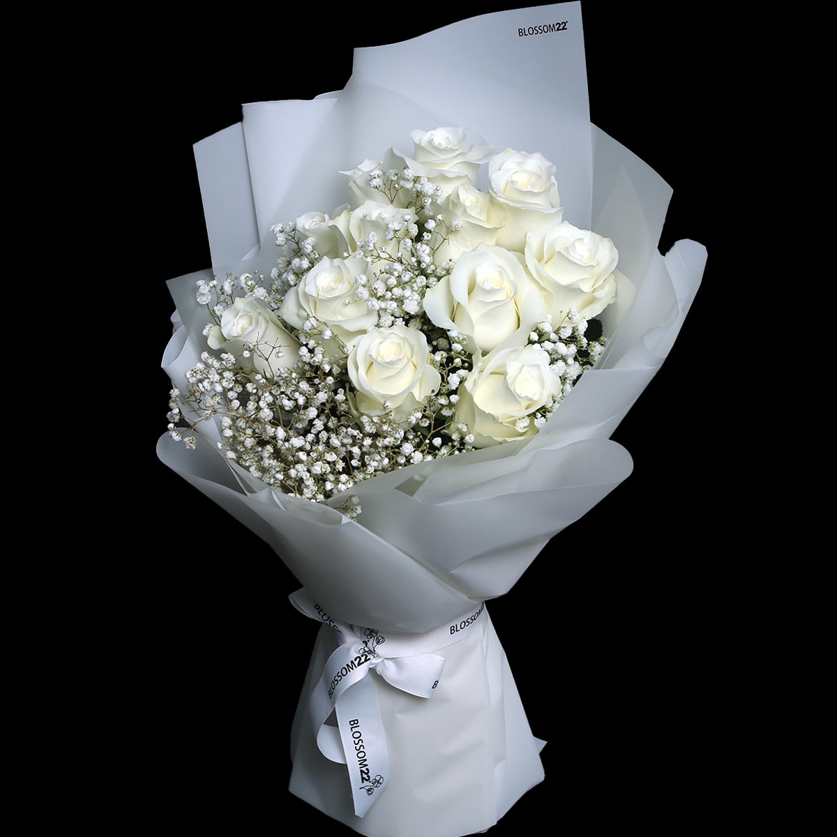 12枝 白玫瑰鮮花束｜12 White Roses Bouquet