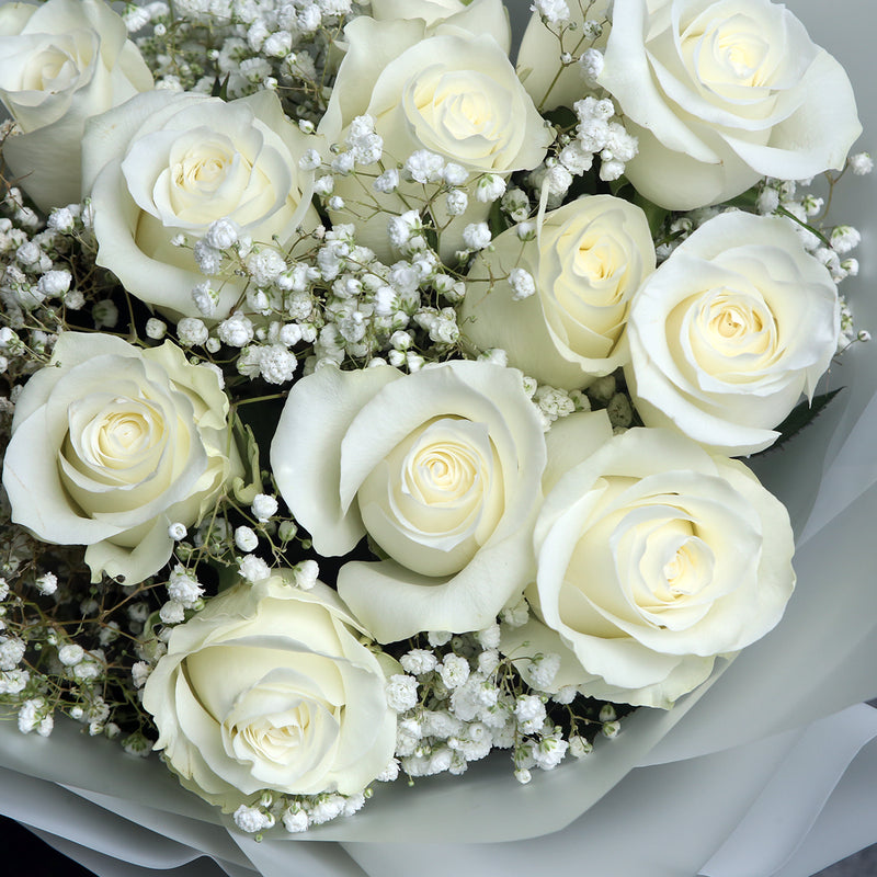 12枝 白玫瑰鮮花束｜12 White Roses Bouquet