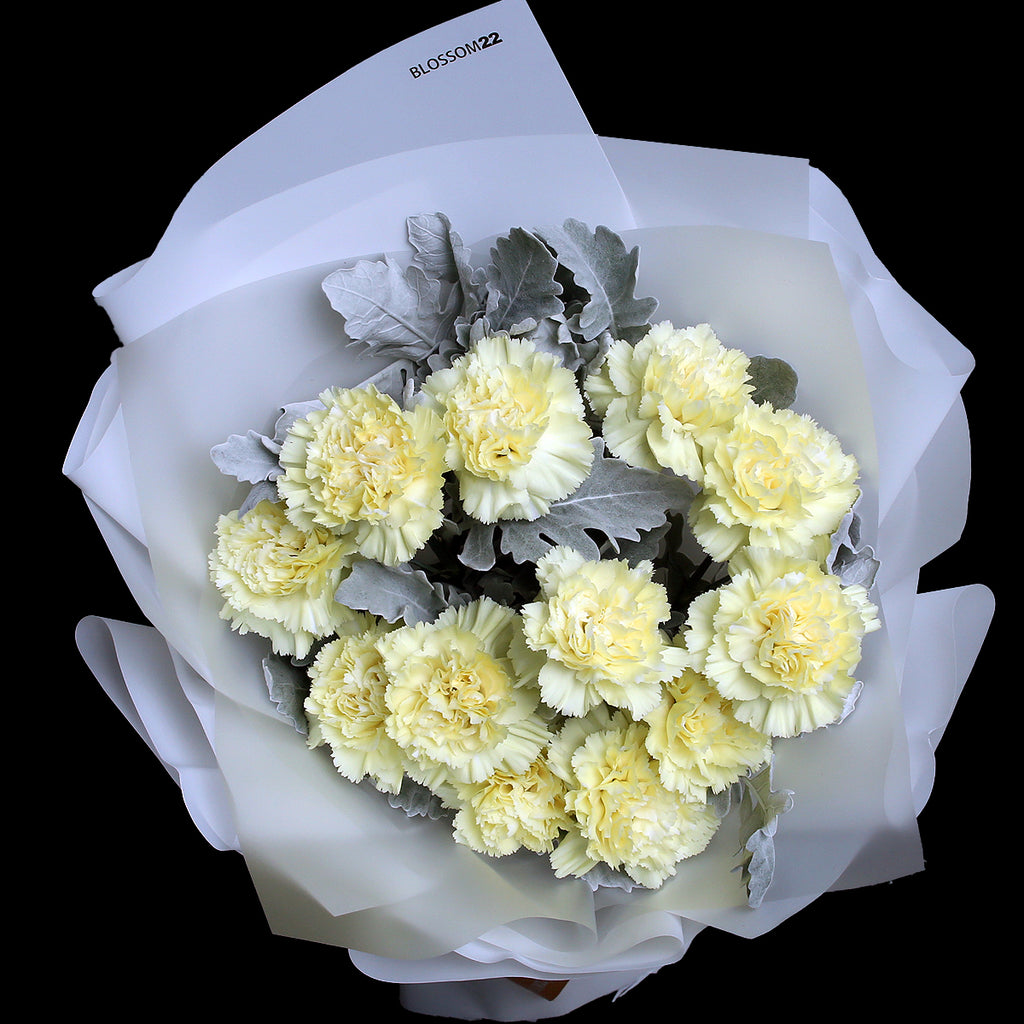 12枝 黃色康乃馨鮮花束｜12 Yellow Carnation Bouquet