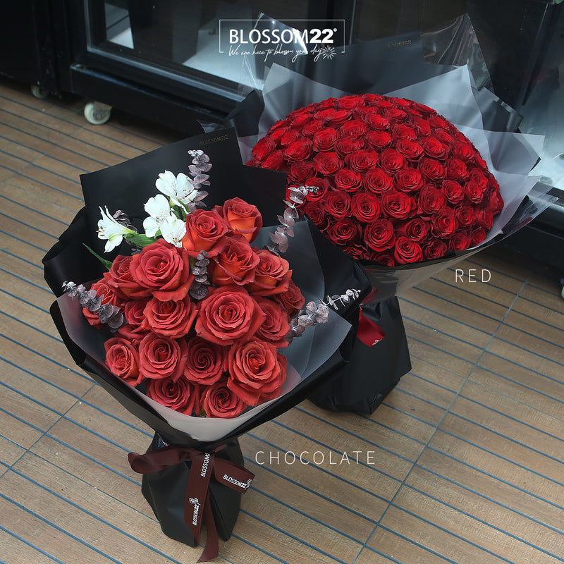 19枝 磚紅玫瑰花束｜19 Brick Red Rose Bouquet（19 Amaretto)