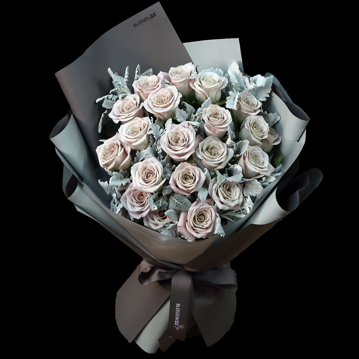 19枝 灰粉玫瑰花束 ｜19 Grey Pink Rose bouquet (Menta)