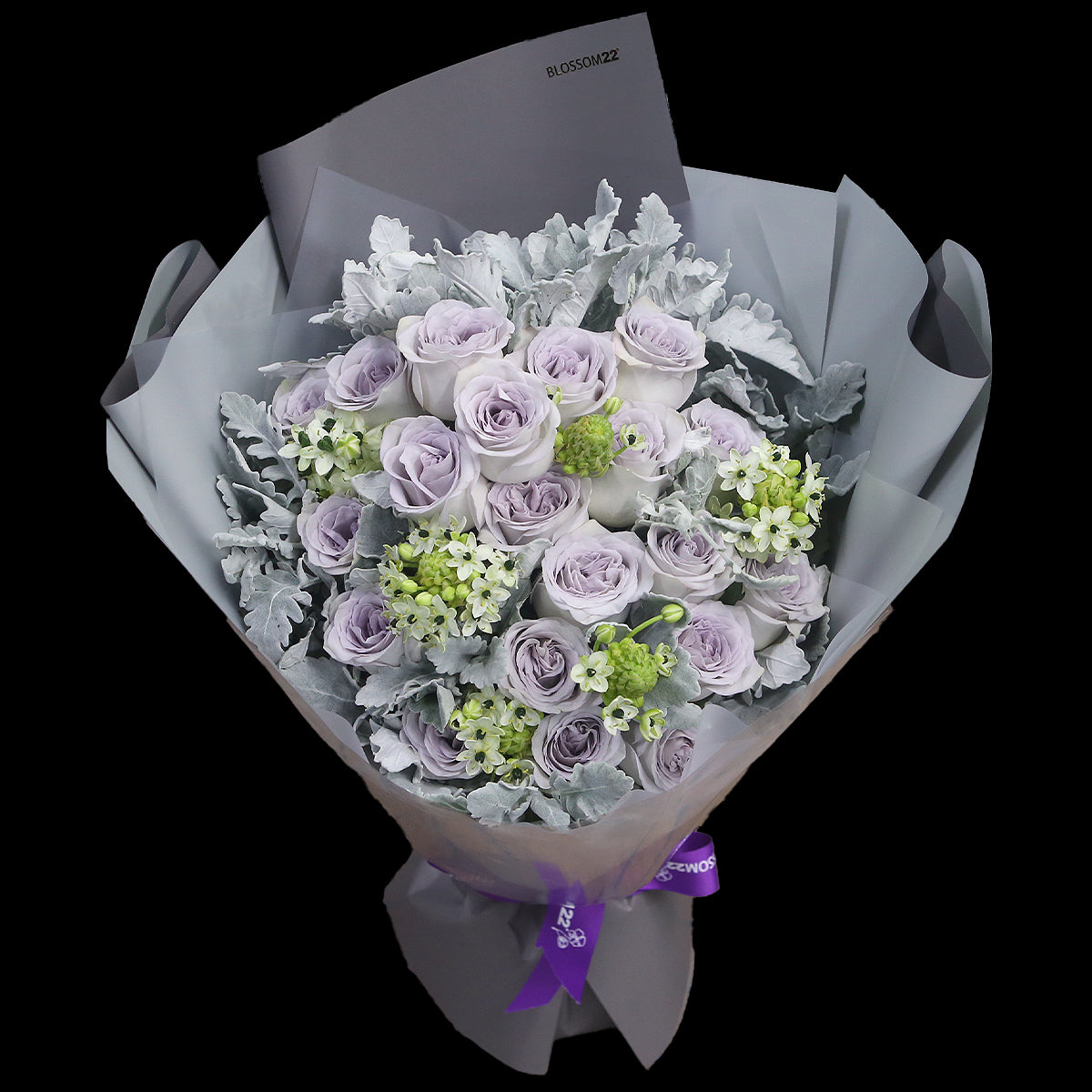 19枝 灰紫玫瑰花束 ｜19 Grey Purple Rose bouquet (Ocean Heart)