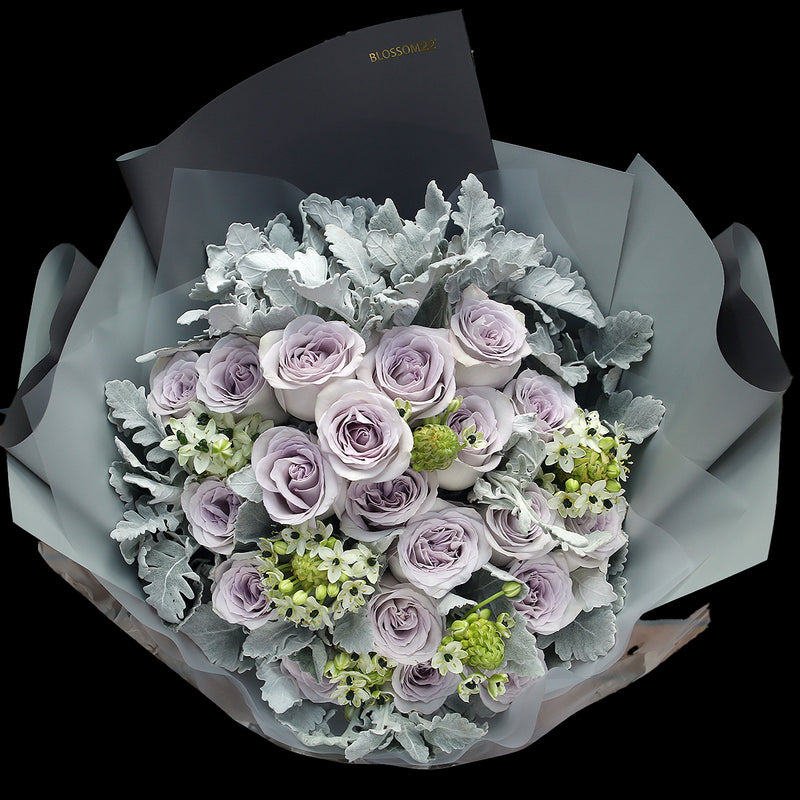 19枝 灰紫玫瑰花束 ｜19 Grey Purple Rose bouquet (Ocean Heart)