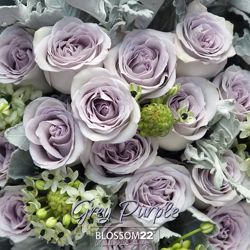 19枝 灰紫玫瑰花束 ｜19 Grey Purple Rose bouquet (Ocean Heart)