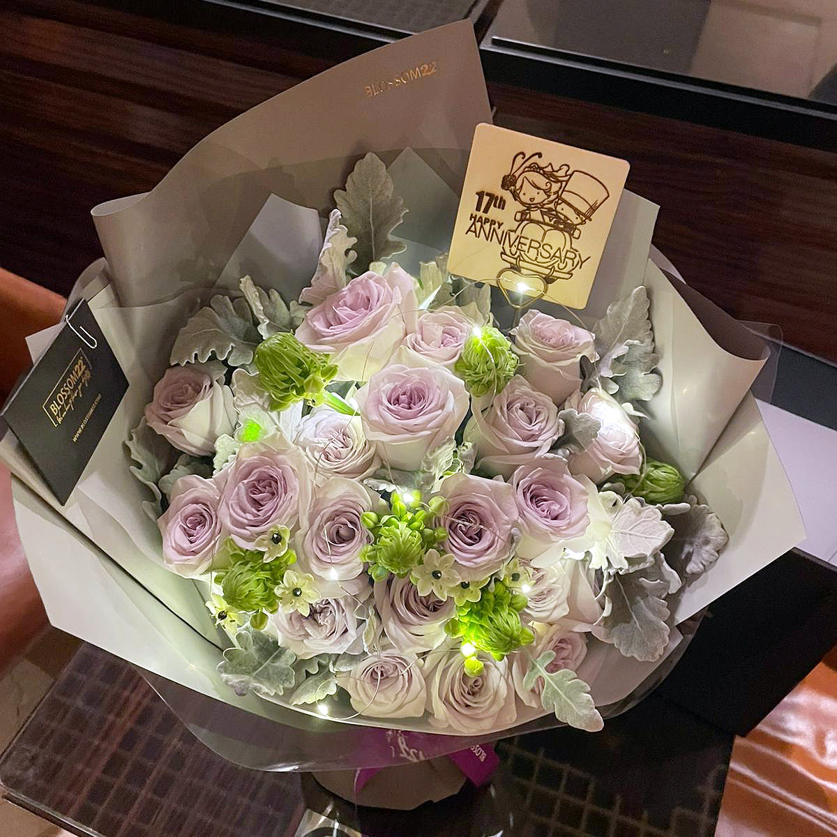 19枝 灰紫玫瑰花束 ｜19 Grey Purple Rose bouquet (Ocean Heart)