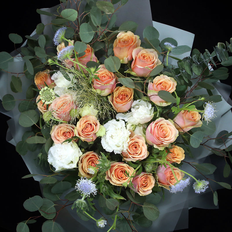 19枝 粉橙玫瑰花束｜19 Light Orange Roses Bouquet (Diwella)