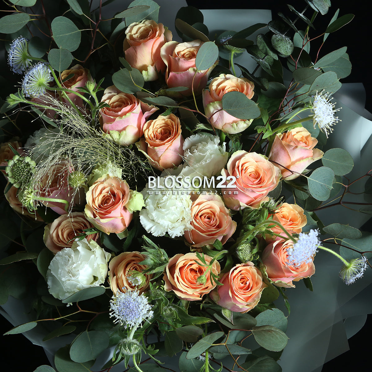 19枝 粉橙玫瑰花束｜19 Light Orange Roses Bouquet (Diwella)