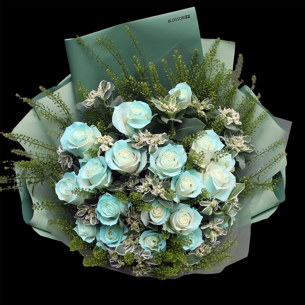 19枝 薄荷綠玫瑰花束｜19 Mint Green Dyeing Rose Bouquet (Mint)